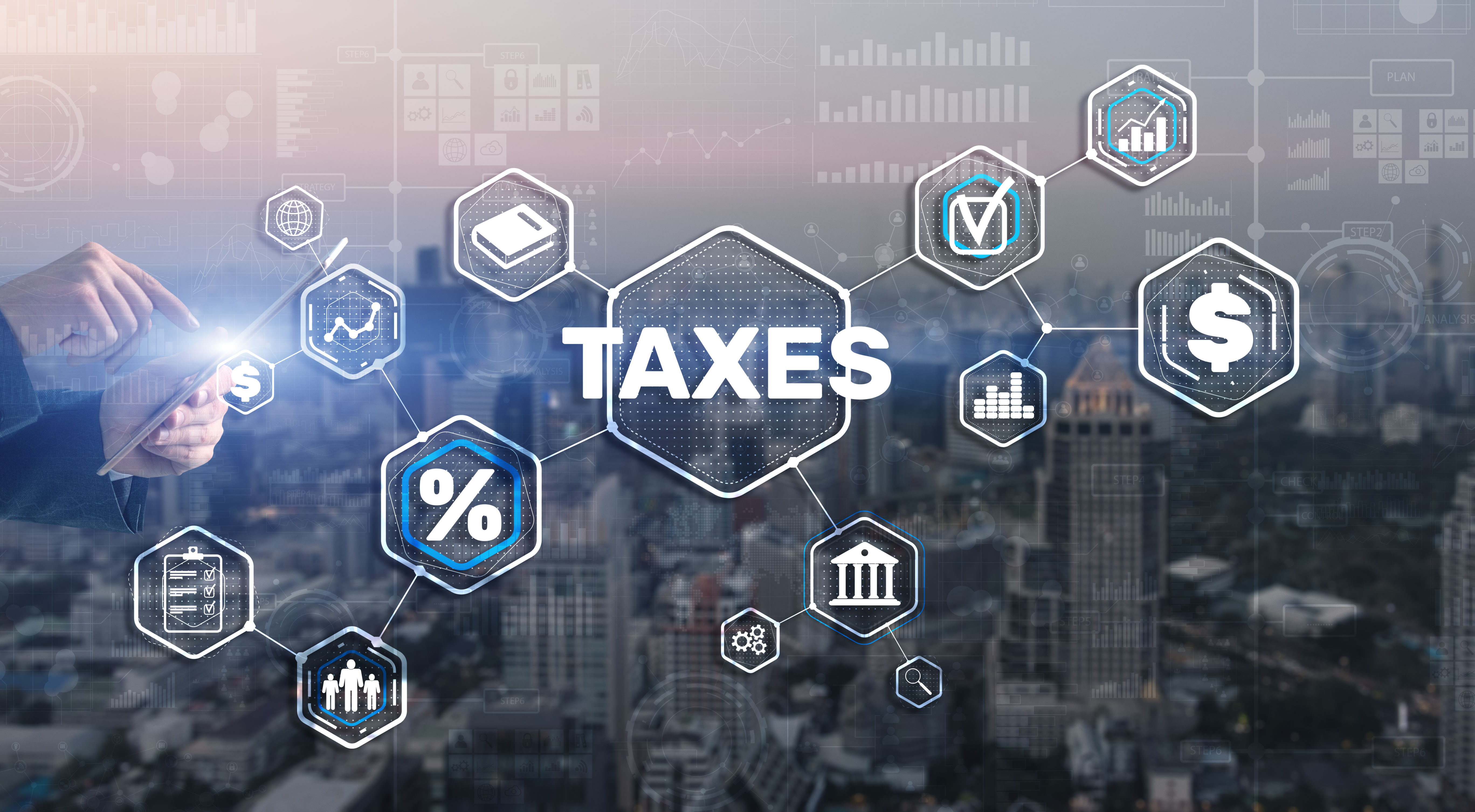 Concept of taxes paid by individuals and corporations such as VAT income tax and property tax Background for your business | 利嘉閣地產有限公司