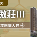 House730 promotional hero with bold Chinese headline and a 3D skyscraper development backdrop includes a brown banner and arrow indicating a guide to new developments